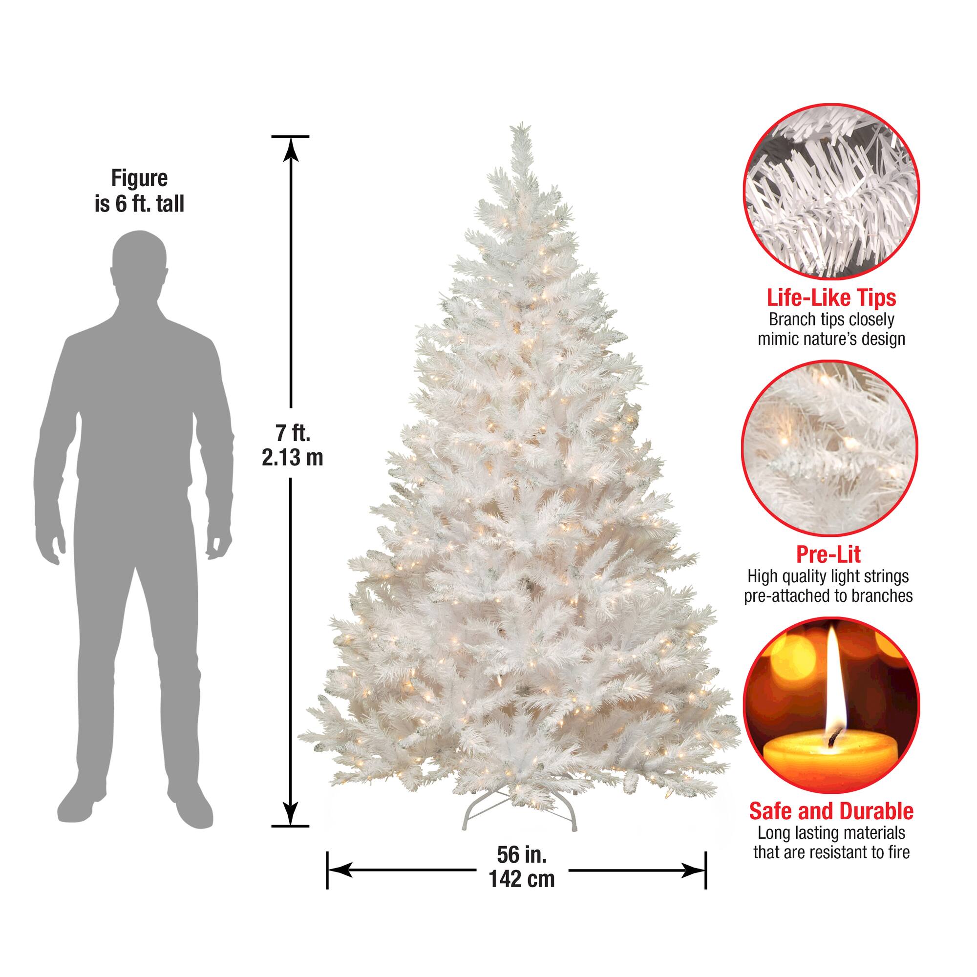 7ft. Pre-Lit Winchester White Pine Artificial Christmas Tree, Clear Lights